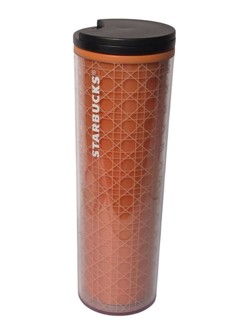 Starbucks 16oz Orange Geometric Travel Tumbler With Black Twist Lid